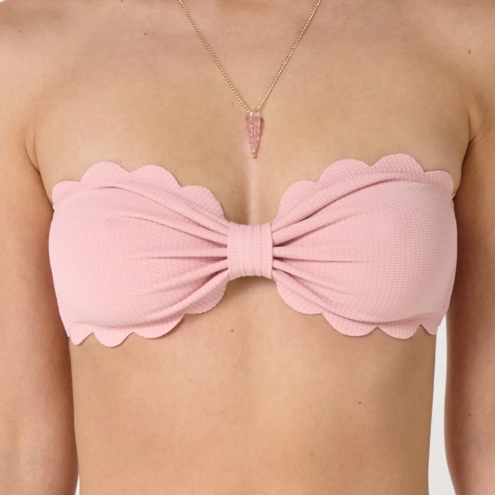 Marysia Swim Pink Scalloped Bandeau Bikini Top